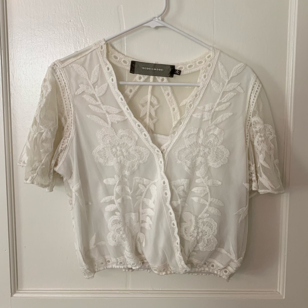 White Lacey Cropped Top, Small